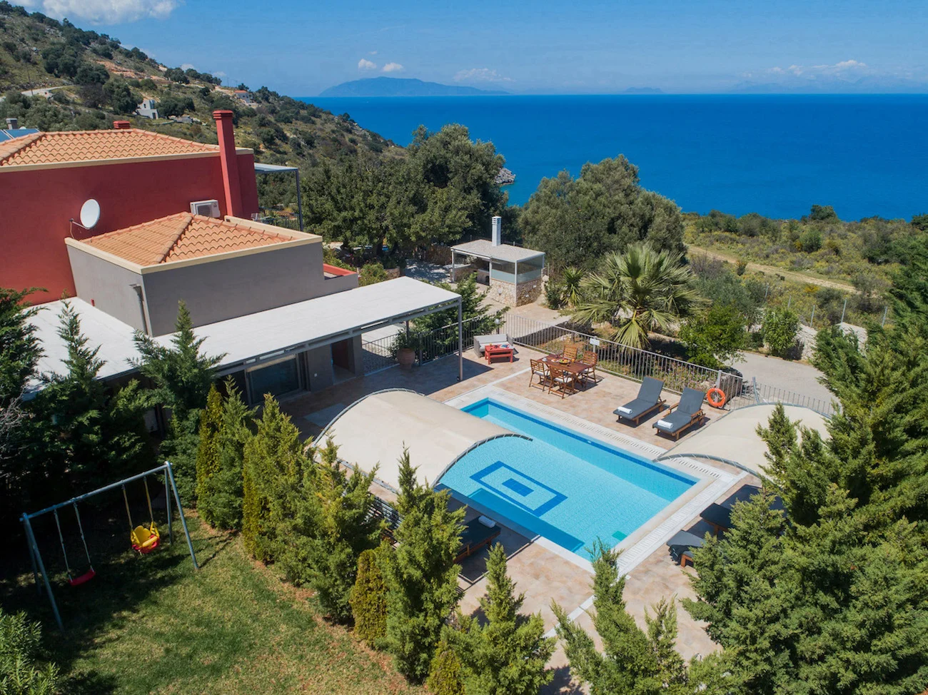 Aerial view of Villa Skala Mare in Skala Kefalonia